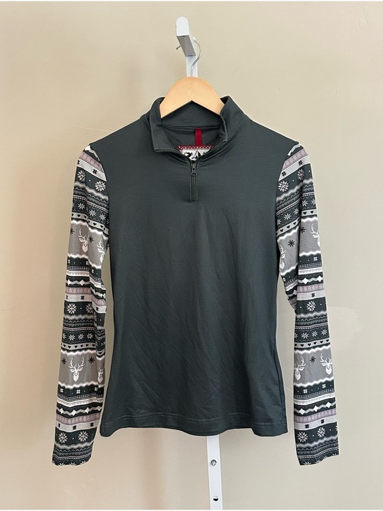 Alp N Rock Tops - Alp N Rock Small Fair Isle Reindeer Quarter Zip Ski Top Après Ski Nordic